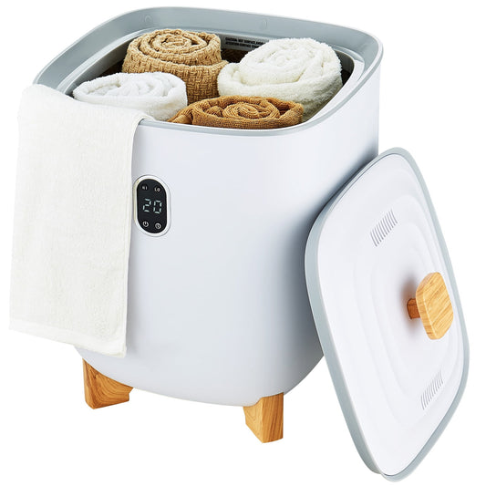 KFFKFF 25L Towel Warmer Bucket, Towel Heater Bin with 2 Heat Settings and 4 Time Settings, Underlying Heat Pillars, LED Display, Spacious Towel Heater for Restroom, Spa, Bath