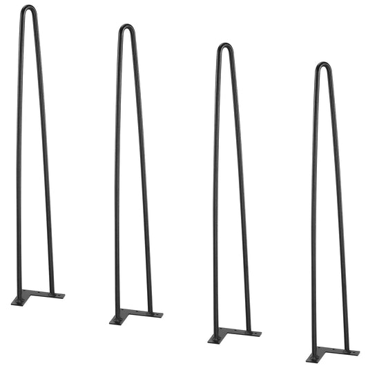 KFFKFF 28" Metal Hairpin Furniture Legs, Ideal for DIY Projects like Nightstands, Coffee Tables, and Desks, Supports up to 500lbs, Includes Rubber Floor Protectors, Durable and Modern Design