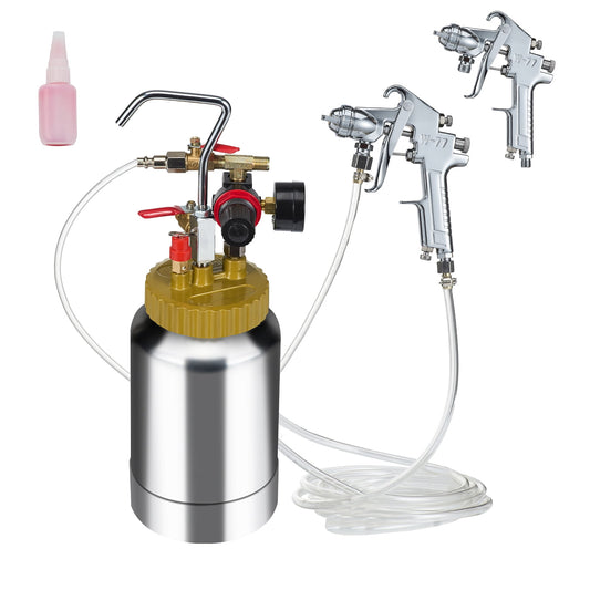 KFFKFF 2L/0.5gal Spray Paint Pressure Pot Tank, Air Paint Pressure Vessel of Minimal Weight, 1.8mm Nozzle Paint Spraying Device with 3m Hoses, Ideal for Domestic Decor, Maximum 45PSI