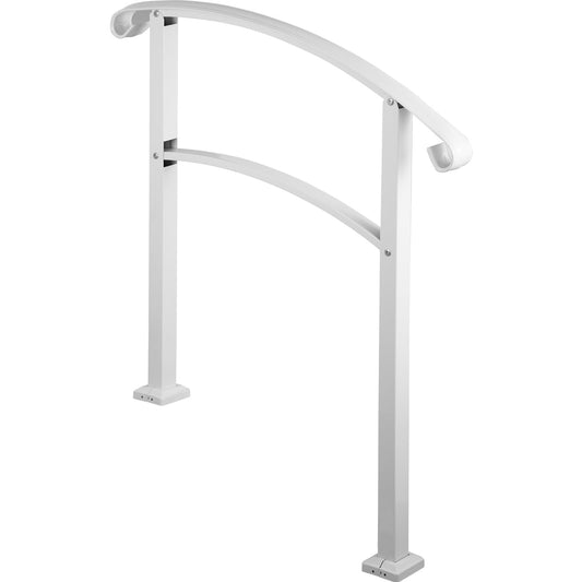 KFFKFF 3-Step Handrails for Outdoor Steps, Compatible with 1 to 3 Steps, Matte White Stair Rail, Wrought Iron Handrail with Installation Kit for Exterior Steps
