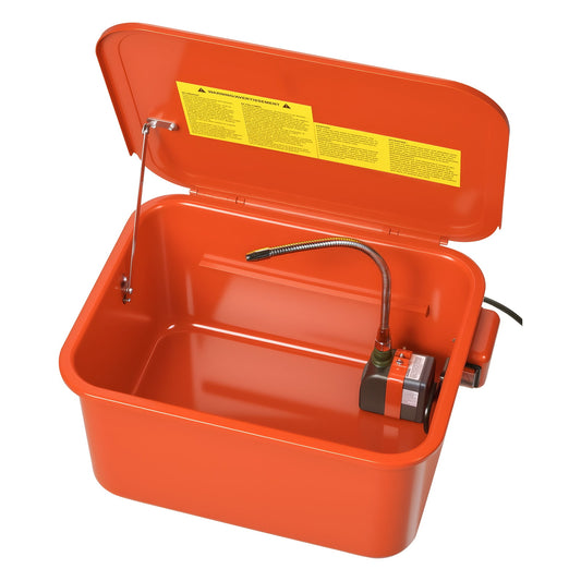 KFFKFF 5-Gallon Parts Washer, 3.5-Gallon Solvent Capacity, 0.4-Gallon/Minute Pump Output, Portable Steel Cleaner with Electric Pump for Bearings, Gears, and Carburetors
