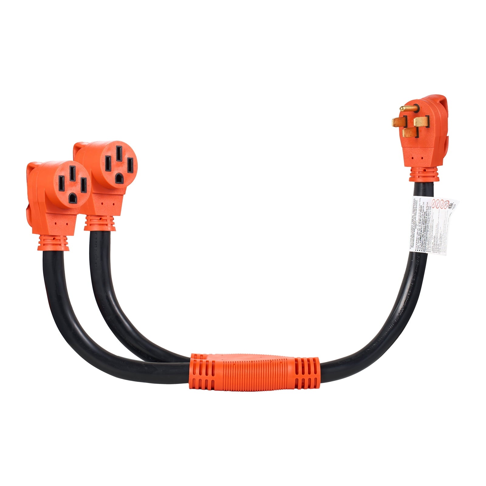 KFFKFF 50 Amp Y Splitter Adapter Cord, NEMA 14-50, 4-Prong 240V Splitter for RV and EV, NEMA 14-50P to Dual 14-50R Outlets with Grip Handle, Durable 6/3+8/1 STW Cable, Outdoor Power Extension Cord