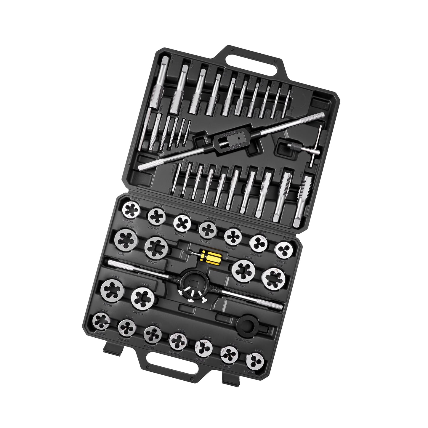 KFFKFF 51-Piece Tap and Die Set, Metric Sizes M6 to M24, Includes Coarse and Fine Thread Tools, Wrenches, Accessories, and Carrying Case, Made of Durable Bearing Steel for Threading