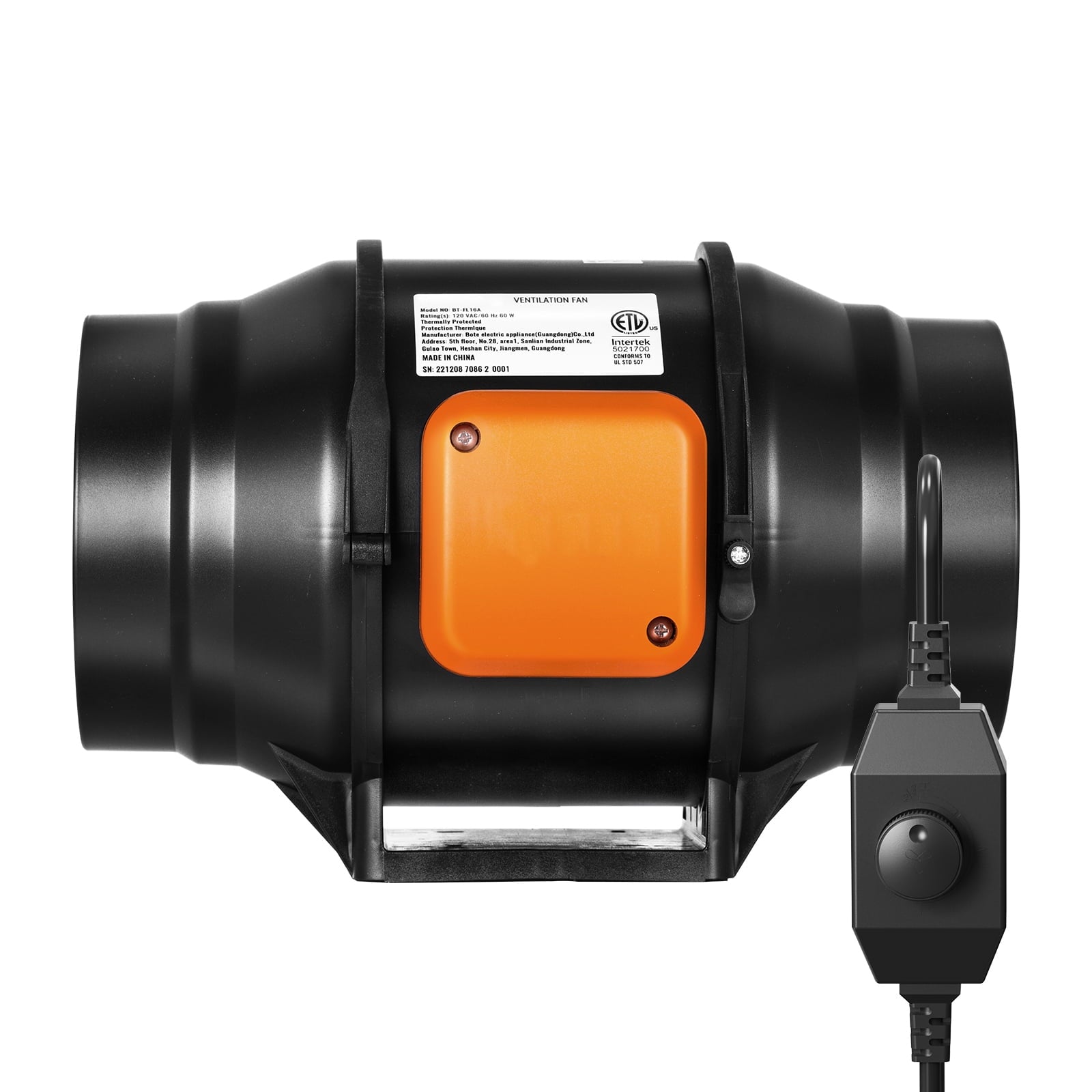 KFFKFF 6-Inch Inline Duct Fan, 400 CFM with Adjustable Speed Controller, Quiet Ventilation Fan for Airflow Enhancement, Grow Tents, and Hydroponic Systems