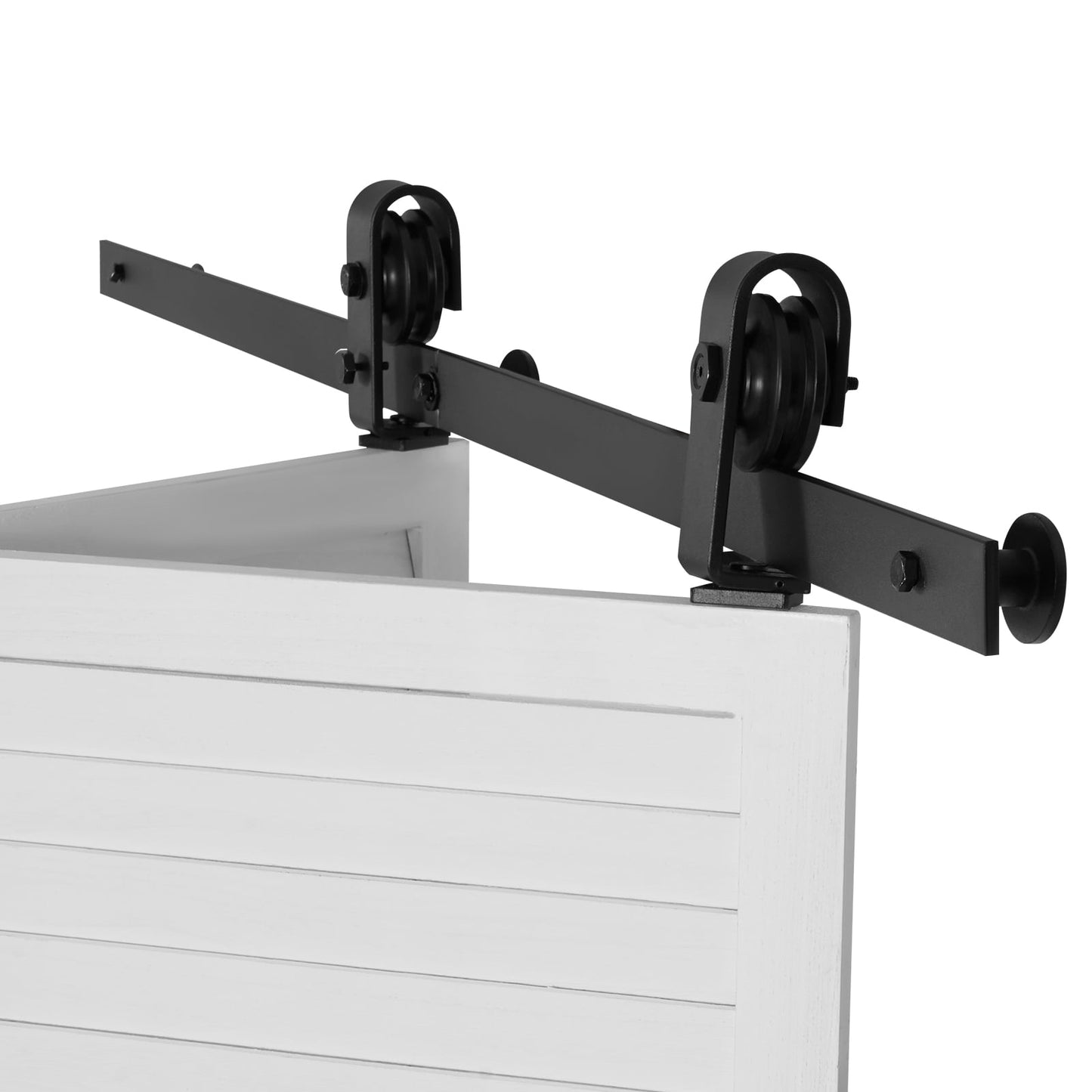 KFFKFF Bi-Folding Sliding Barn Door Hardware Track Kit, 52" Top Mount Track System, Smooth and Quiet Operation, Durable Construction, Simple Installation, Compatible with Two 24" Closet