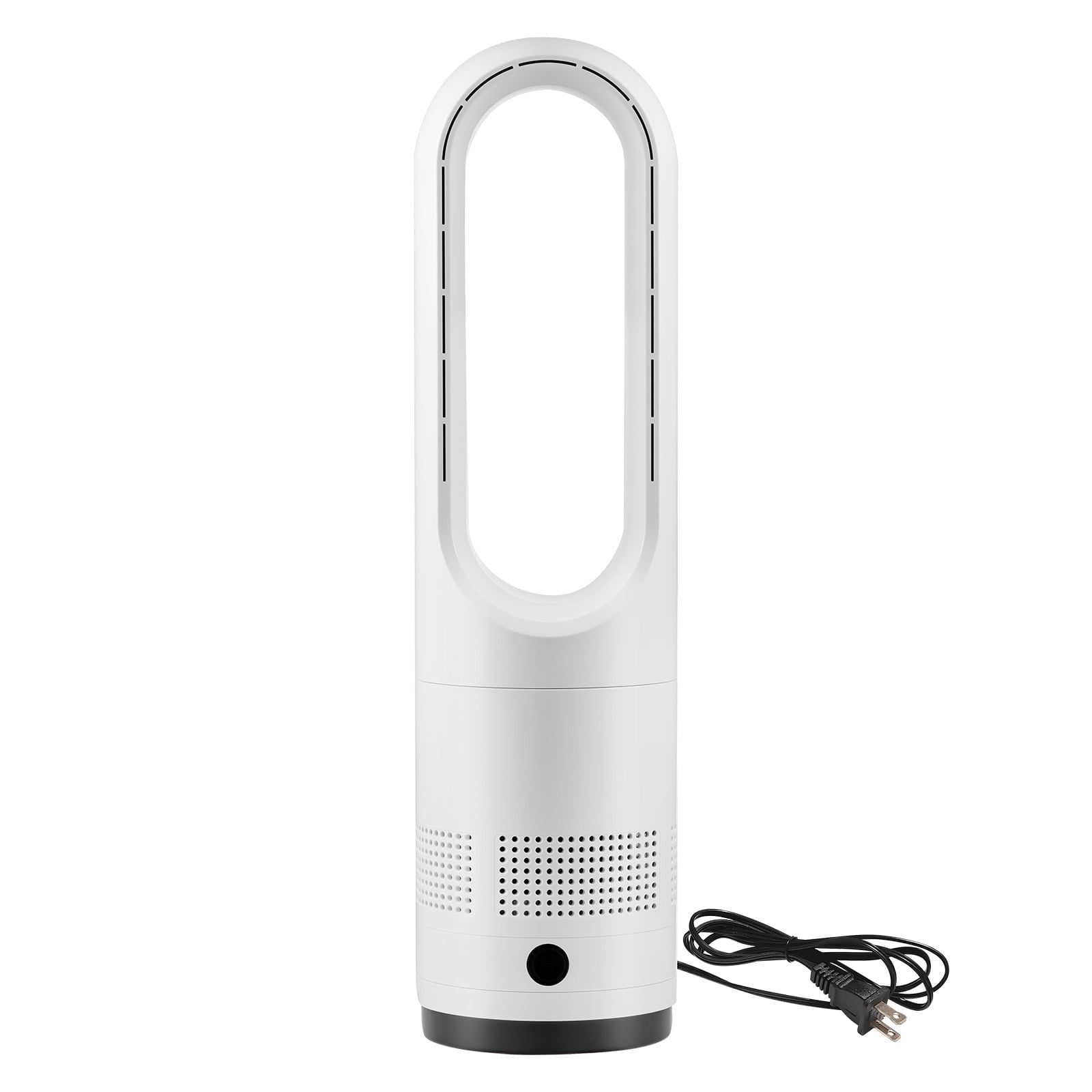 KFFKFF Bladeless Tower Fan with 80Â° Oscillation, 8 Speed Settings, 9-Hour Timer, High Velocity Air Circulator for Home, Office, Bedroom, and Living Room, Includes Remote Control, White