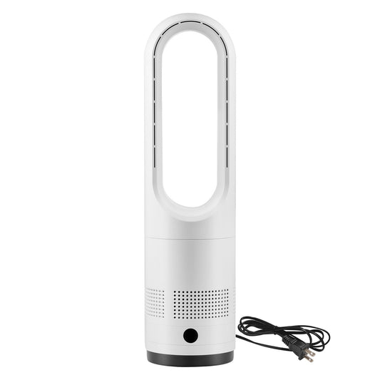 KFFKFF Bladeless Tower Fan with 80Â° Oscillation, 8 Speed Settings, 9-Hour Timer, High Velocity Air Circulator for Home, Office, Bedroom, and Living Room, Includes Remote Control, White
