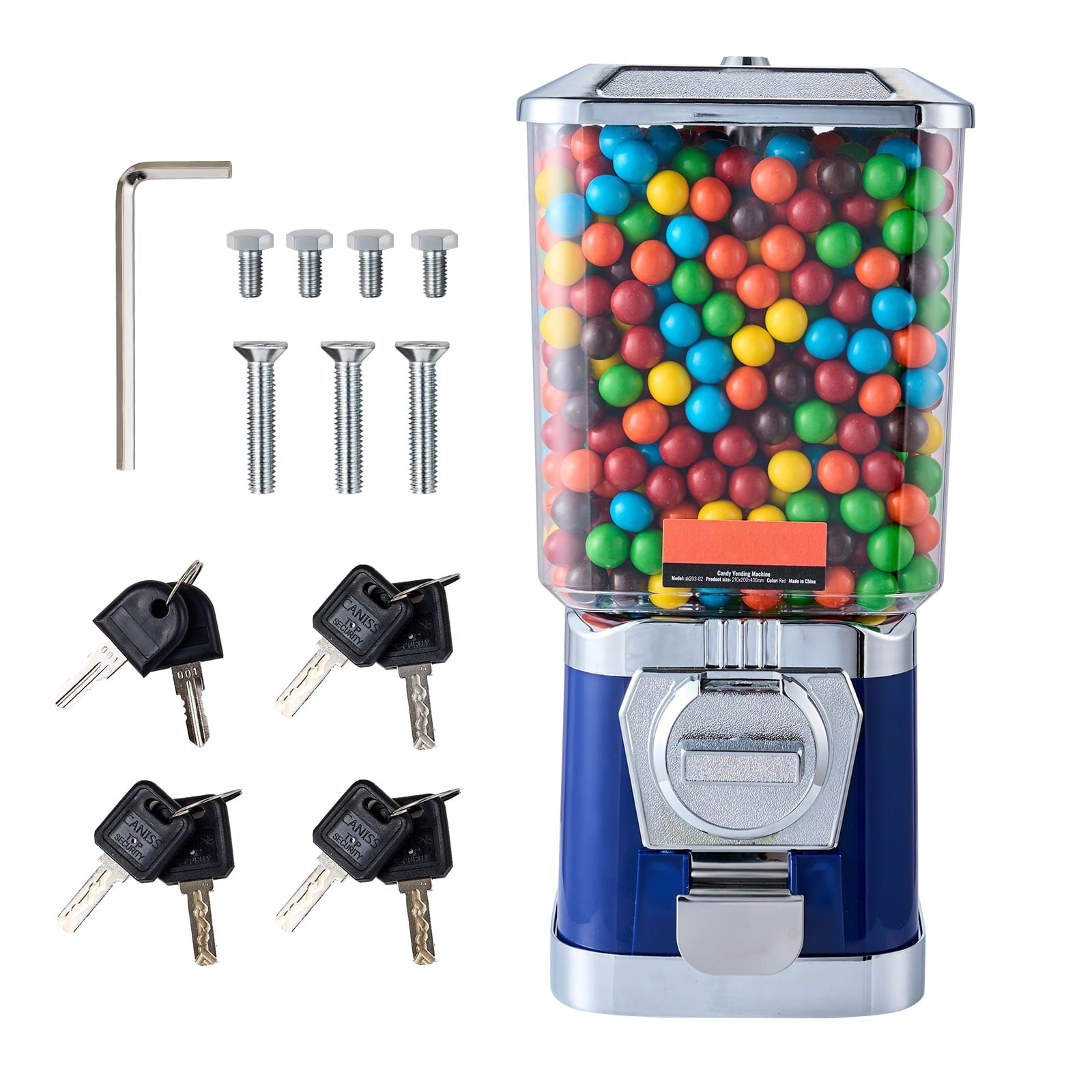 KFFKFF Bubble Gum Machine for Children, 17"H Household Sweet Vendor, PC Candy Distributor, Gumball Machine for Gaming Outlets, Coin-Driven Gumball Repository, Blue