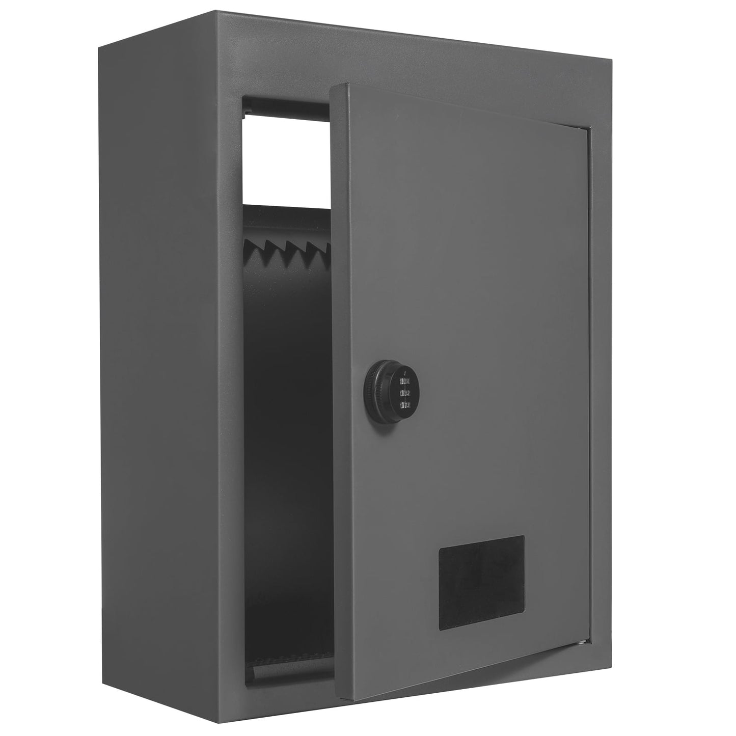 KFFKFF Durable Steel Through-The-Wall Mailbox with Adjustable Combination Lock, 12.5x6.3x16.9 Inch Drop Box, Dark Gray