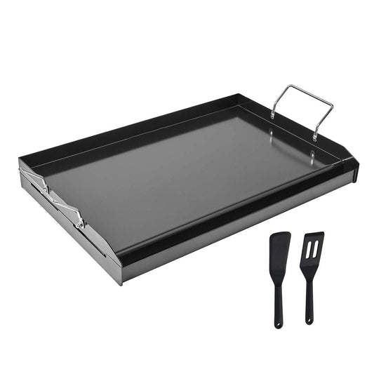 KFFKFF Carbon Steel Griddle, Flat Top Rectangular Plate, Carbon Steel, 24Ã—14 in, Black