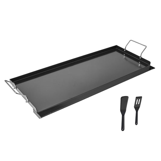 KFFKFF Carbon Steel Griddle, 32x14 inch Rectangular Flat Top Plate, Gas Grill Griddle for BBQ, Teppanyaki, Portable Cookware with Handles, Ideal for Camping and Tailgating