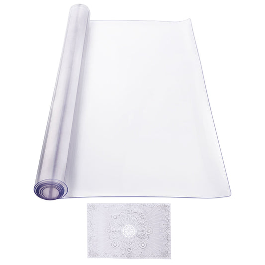 KFFKFF Clear Plastic Tablecloth, Dimensions 40 x 60 Inch, Thickness 2.0 mm, Rectangular PVC Desk Overlay, Water-Resistant and Simple to Clean Desk Mat, Suitable for Office, Dining Room, Dresser
