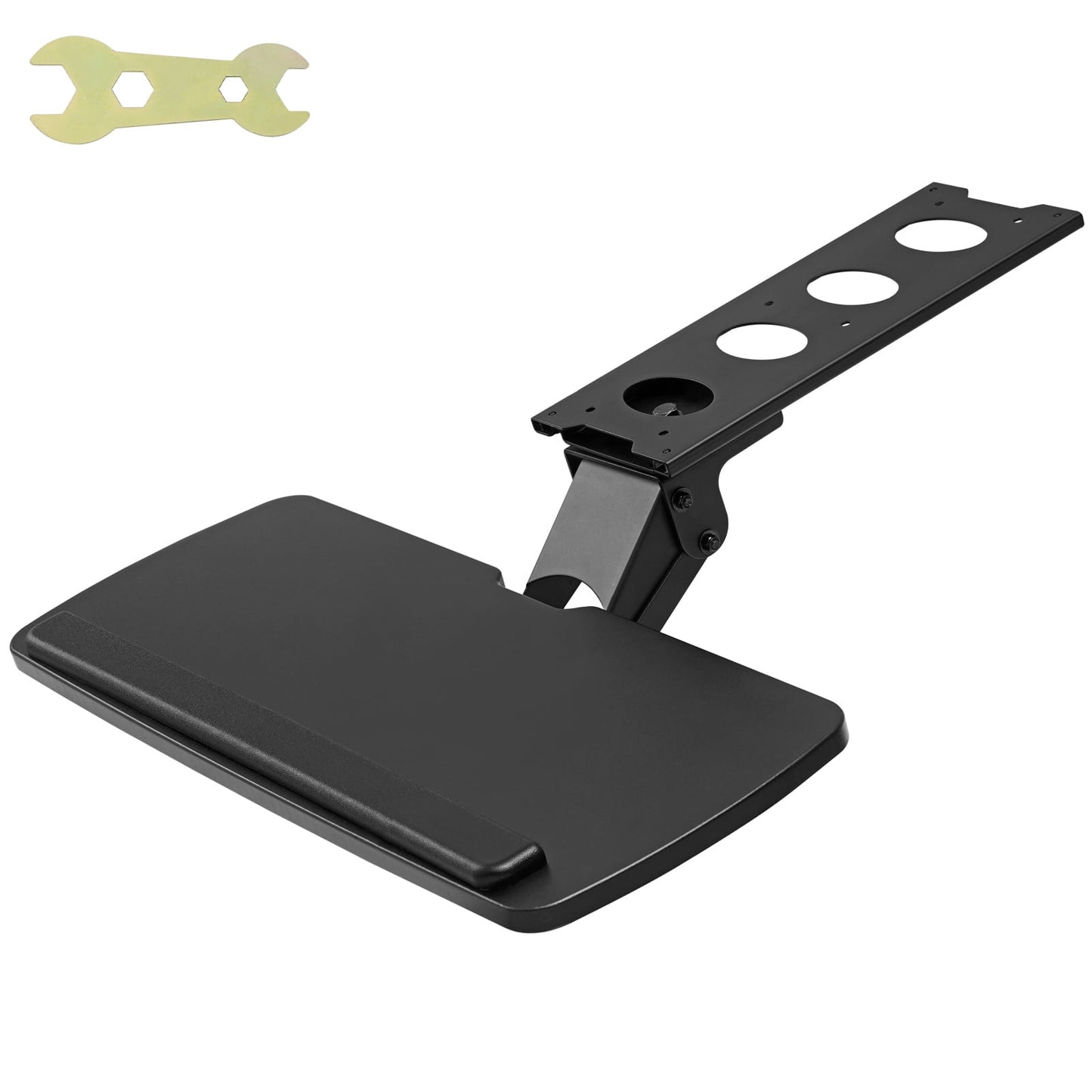 KFFKFF Under Desk Keyboard Tray with Adjustable Height, Flexible Height and Angle, Slide Out Under Desk Large 25x9.8 inch Keyboard Holder, Ideal for Typing at Home or Office Work