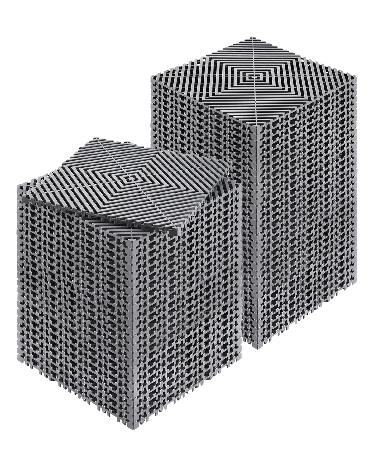 KFFKFF Drainage Floor Mat Set, 12â€ x 12â€ Modular Interlocking Padding, Set of 55 Connectable Drainage Mats, Slip-Resistant Gray PP Drainage Floor Tile and Bath Mat, Suitable for Garage, Garden