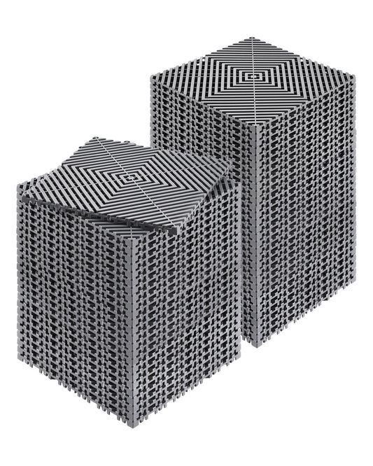 KFFKFF Drainage Floor Mat Set, 12â€ x 12â€ Modular Interlocking Padding, Set of 55 Connectable Drainage Mats, Slip-Resistant Gray PP Drainage Floor Tile and Bath Mat, Suitable for Garage, Garden