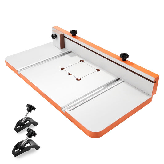 KFFKFF Drill Press Worktable, 24 x 12 Inches, Adjustable Fence and Stop Block, Compatible T-Slots, Durable MDF Surface, Integrated Scale, Supports Various Clamps and Vises, Suitable for Drill Presses