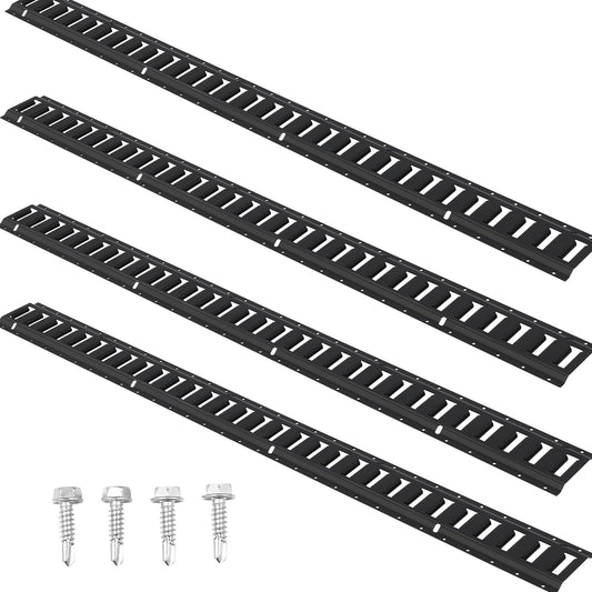 KFFKFF E Track Cargo Securement Kit, 5-Foot Steel Tracks, Set of 4, Supports Loads Up to 2000 lbs, Durable Etrack System with Mounting Screws for Garages, Vans, Trailers, Motorcycles, and ATVs