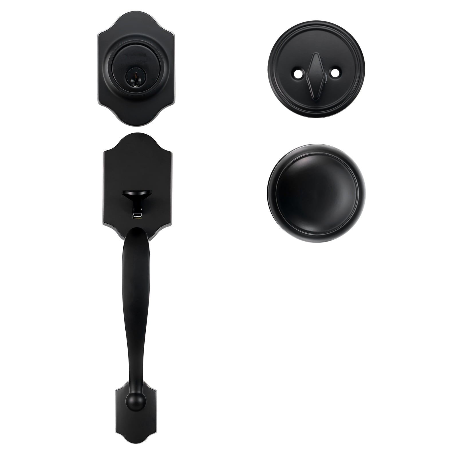 KFFKFF Entry Door Lock and Deadbolt Combo, Satin Black Exterior Door Hardware with Inside Knob, Flexible Gap Distance Single Barrel Handleset, Suitable for Both Right and Left Handed Entry