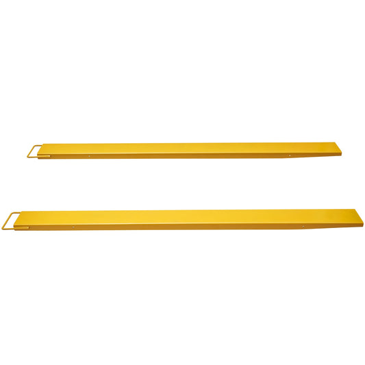 KFFKFF Fork Extensions for Pallets, Measuring 96 Inches in Length and 4.5 Inches in Width, Constructed from Robust Carbon Steel, Set of 2 Forklift Extensions, Yellow Fork Attachments