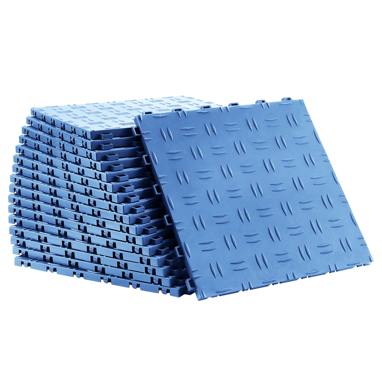 KFFKFF Interlocking Garage Floor Tiles, 12 x 12 x 0.53 inch, Pack of 25, Non-Slip Textured Surface, Durable Flooring for Garages, Basements, and Workshops, Blue