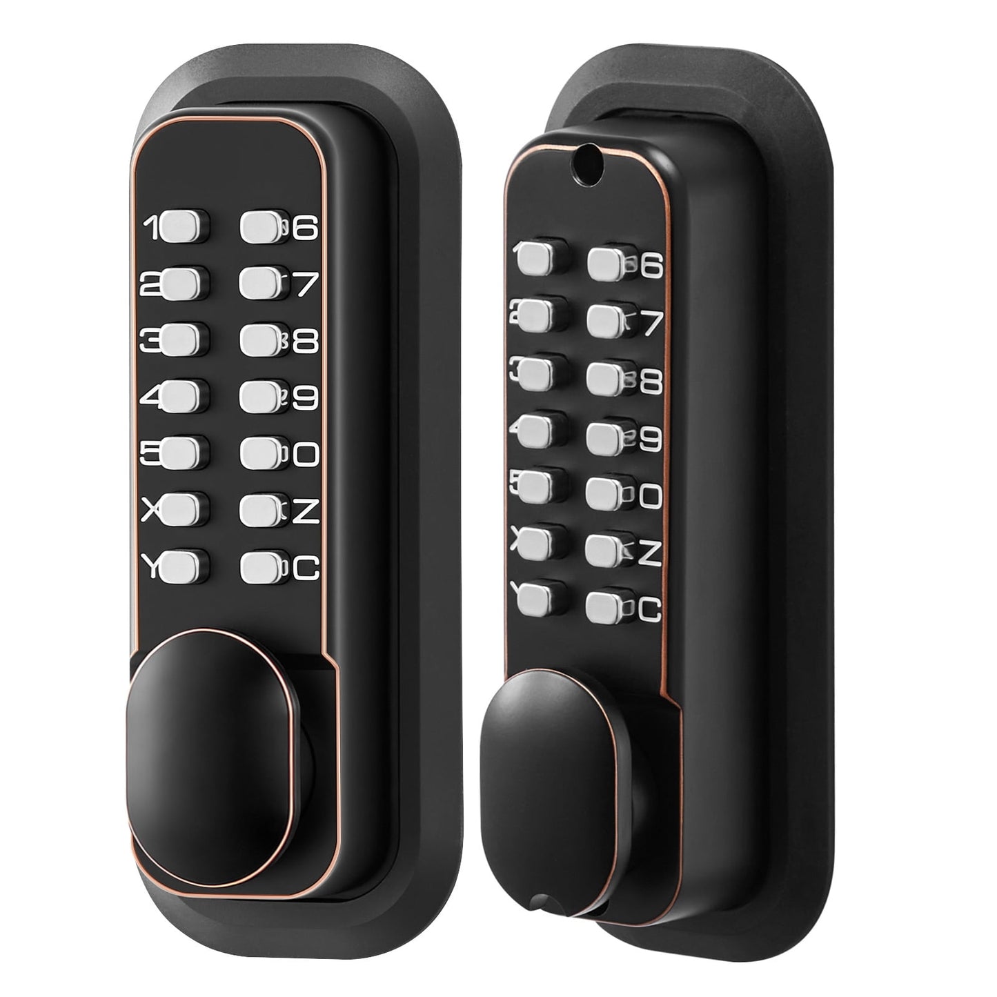 KFFKFF Mechanical Keyless Entry Door Lock, 2.0 Code Upgrade, 4-7 Digit Combination, Dual-Sided Push Button Keypad, Auto Locking, Suitable for Indoor and Outdoor Use, Oil-Rubbed Bronze Finish