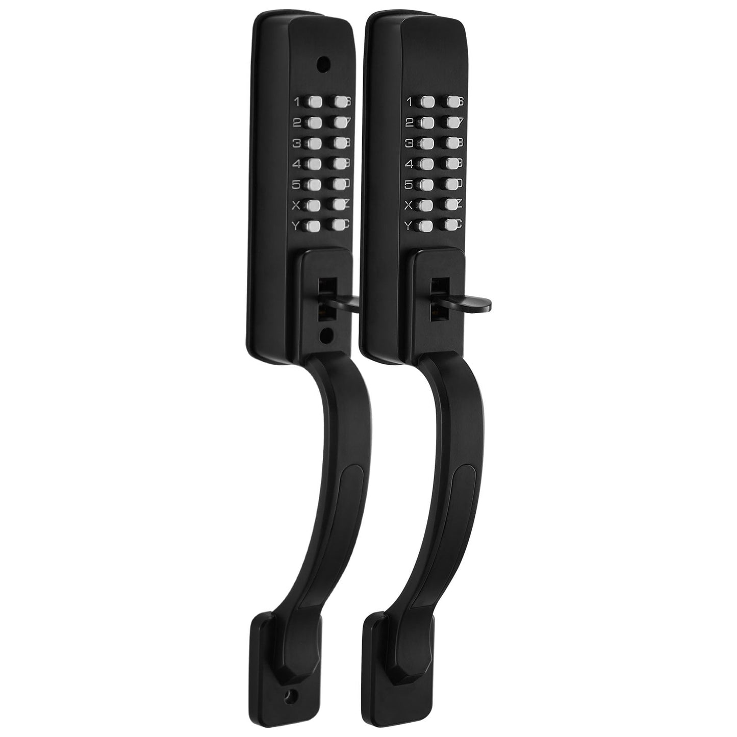 KFFKFF Mechanical Keyless Entry Door Lock, Upgraded 2.0 Code System, 4-7 Digit Combination, Dual-Sided Push Button Keypad with Pull Handle, Auto Locking Feature, Suitable for Garden Gates Use