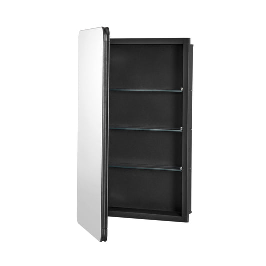 KFFKFF Medical Storage Unit, Dimensions 16x24 inches, Bathroom Cabinet with Reflective Door & Customizable Glass Compartments, Aluminum Construct