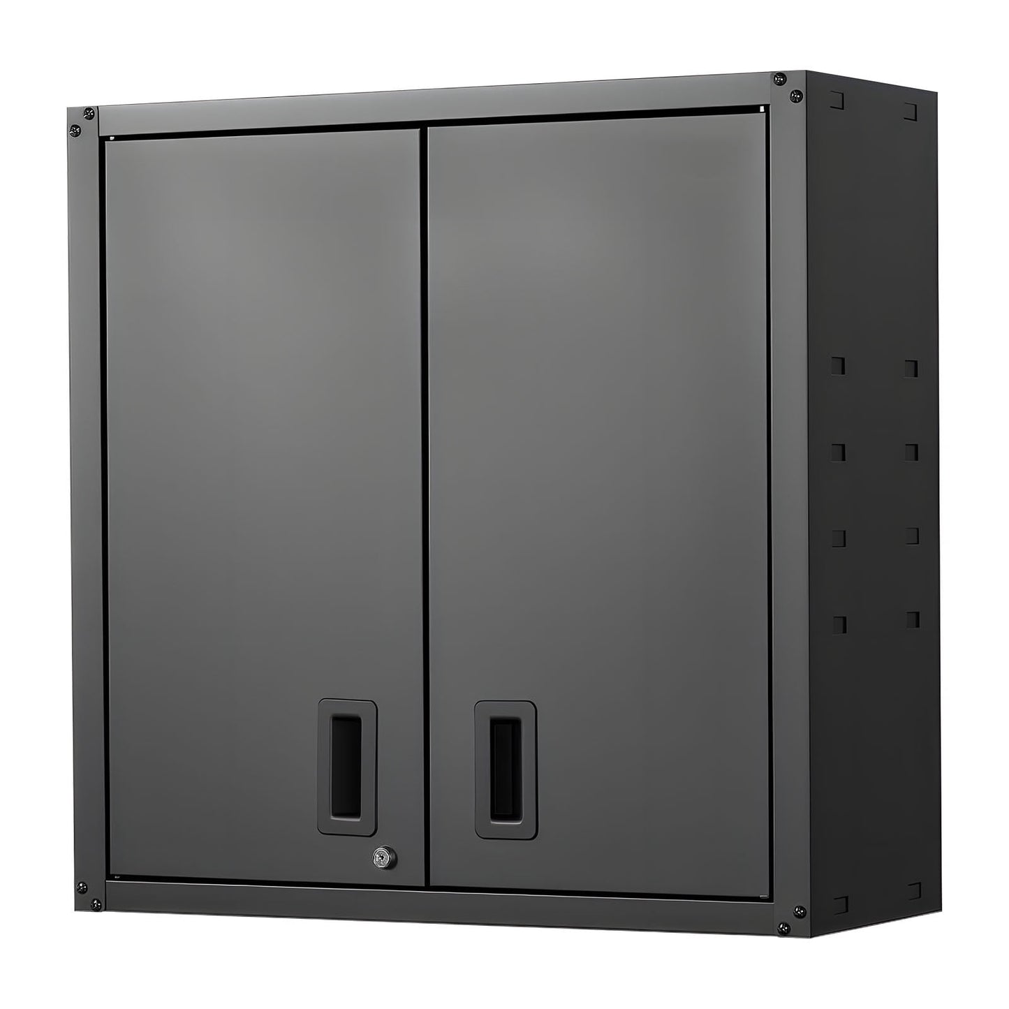 KFFKFF Metal Wall Cabinet, 30W x 12.2D x 30H Inch, Steel Hanging Storage Unit with Lockable Doors and Adjustable Shelf for Garage, Basement, Kitchen, Warehouse, Assembly Required, Black