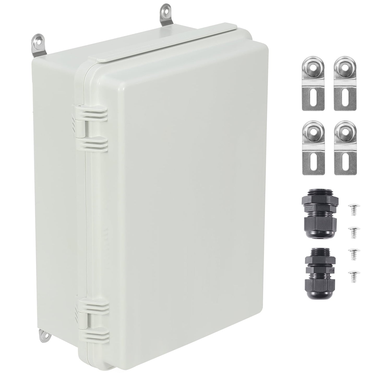 KFFKFF Outdoor Electrical Junction Box, 11.81 x 7.87 x 7.08 in, ABS Plastic Enclosure with Hinged Cover and Stainless Steel Latch, IP67 Waterproof and Dustproof for Exterior Electrical Applications
