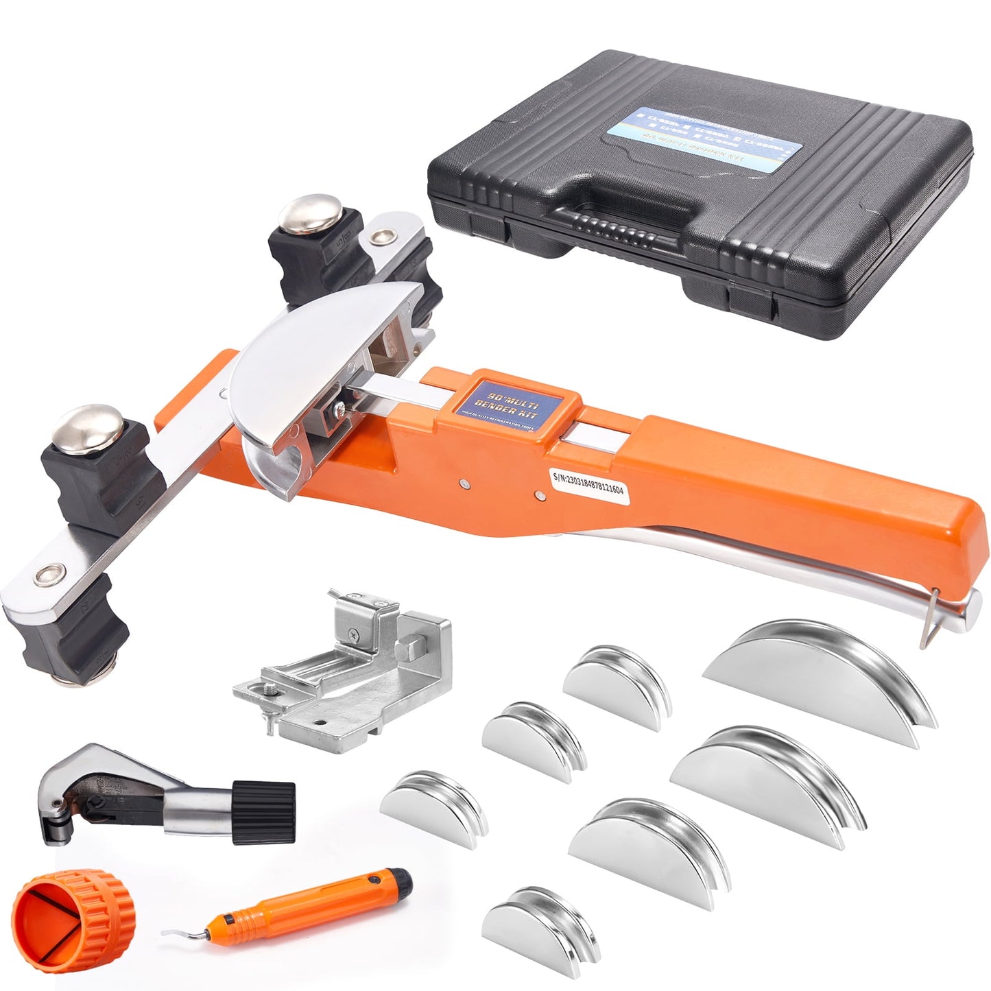KFFKFF Pipe Bender, 7 Dies 1/4-7/8 Inch Refrigeration Ratcheting Tube Bender Kit, 90Â° Tubing Bender with Reverse Bending Attachment for HVAC