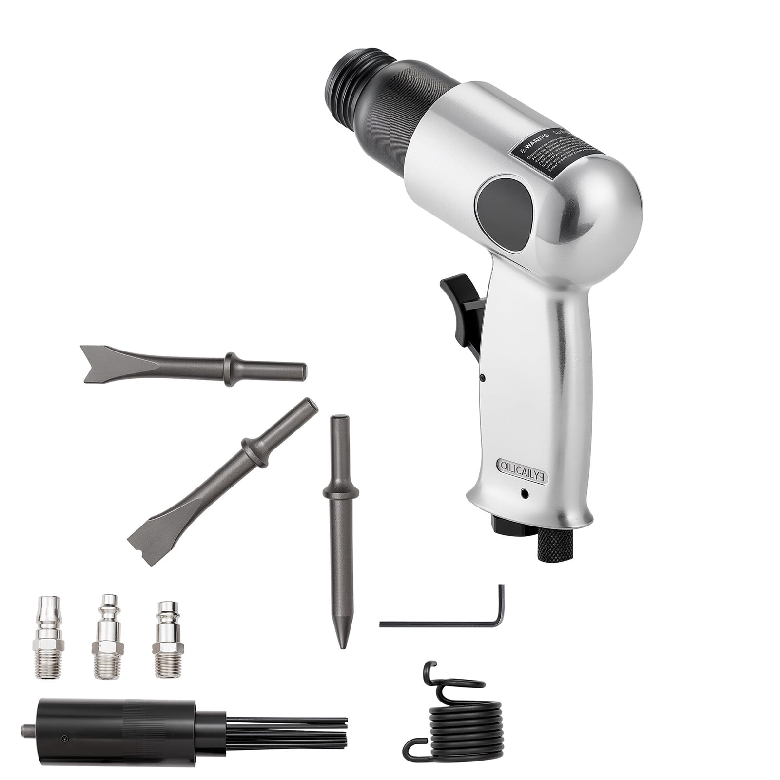 KFFKFF Pneumatic Air Hammer, 4500 BPM Tool with Needle Scaler & 4 Chisels, Compact and Lightweight Design for Cutting, Scraping, and Demolition Tasks