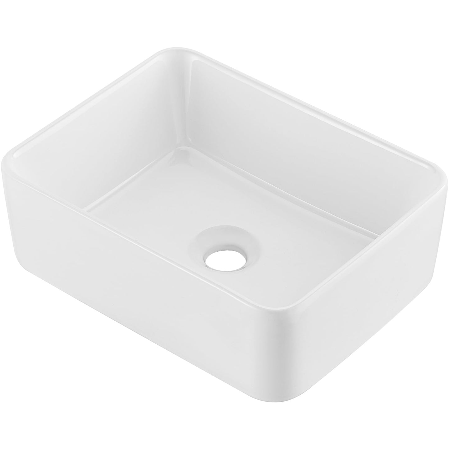KFFKFF Rectangular Basin, 16"x12" Countertop Sink for Bathrooms, Crafted from White Ceramic, Designed for Above Counter Use