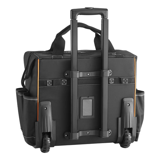 KFFKFF Rolling Tool Bag with Wheels, 110 lbs Capacity, 25 Pockets Durable Tool Organizer with Telescoping Handle & Sturdy Base for Electricians and Construction Workers