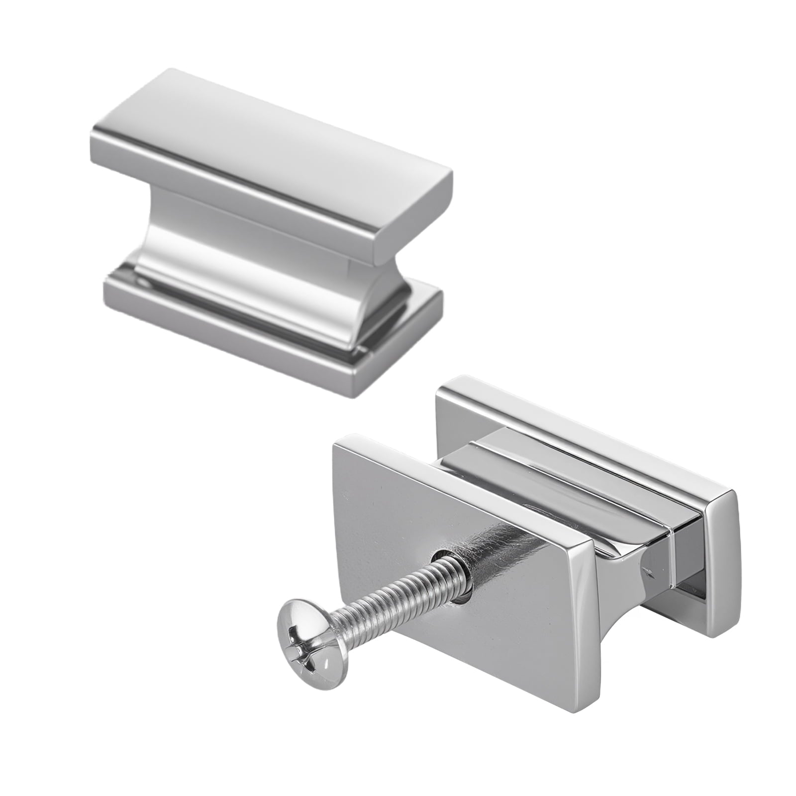 KFFKFF Set of 10 Cabinet Knobs, 1.42-Inch Zinc Alloy Drawer Handles, Rectangular Solid Pulls for Kitchen, Bathroom, and Closet Cabinets, Includes Screws, Chrome Finish