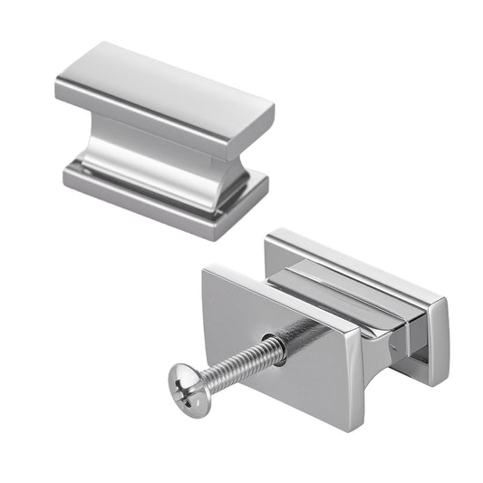 KFFKFF Set of 10 Cabinet Knobs, 1.42-Inch Zinc Alloy Drawer Handles, Rectangular Solid Pulls for Kitchen, Bathroom, and Closet Cabinets, Includes Screws, Chrome Finish