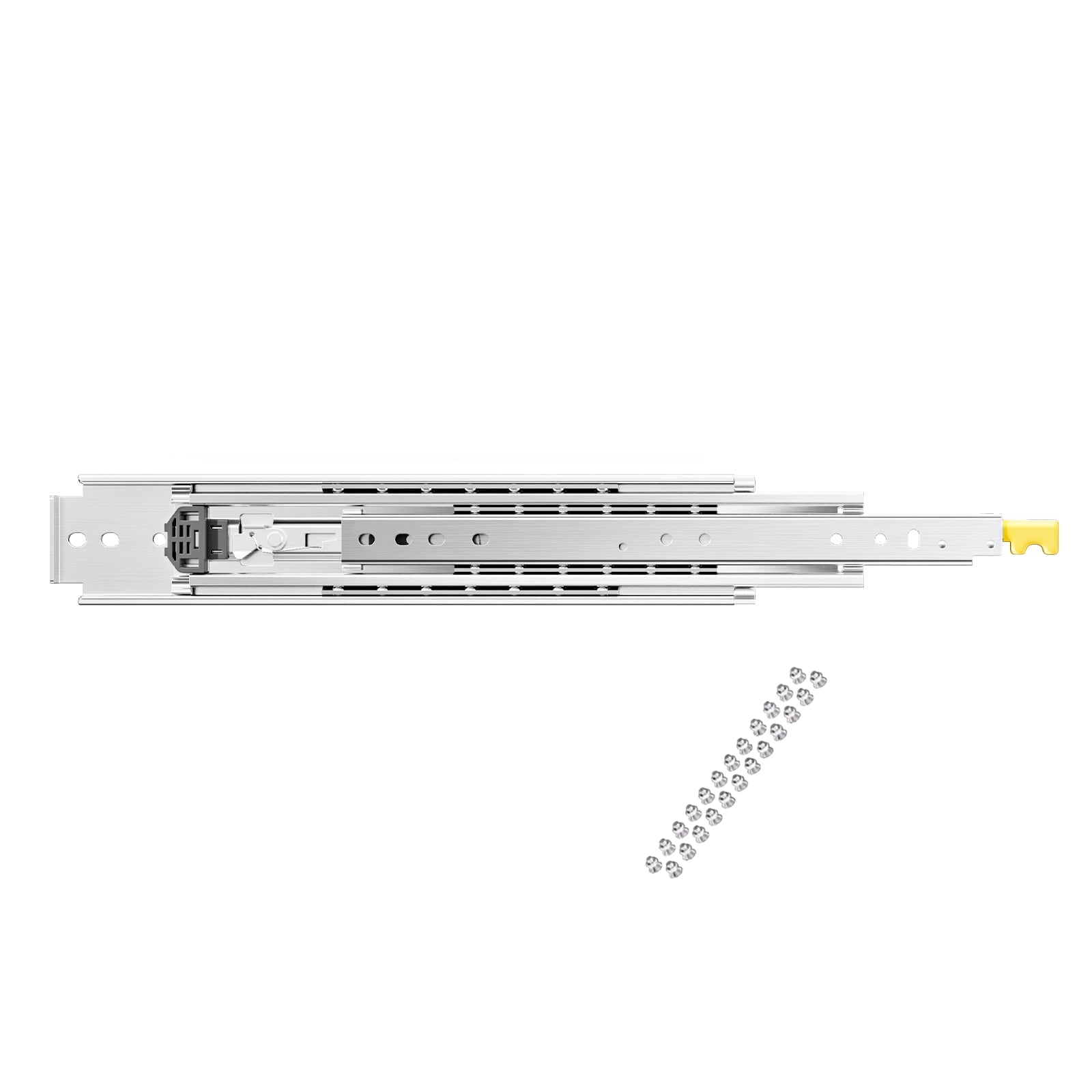 KFFKFF Set of Two Drawer Slides, Available in Sizes from 16 to 60 Inches, 500 lbs Load Capacity, Lockable Ball Bearing Side-Mounted Rails