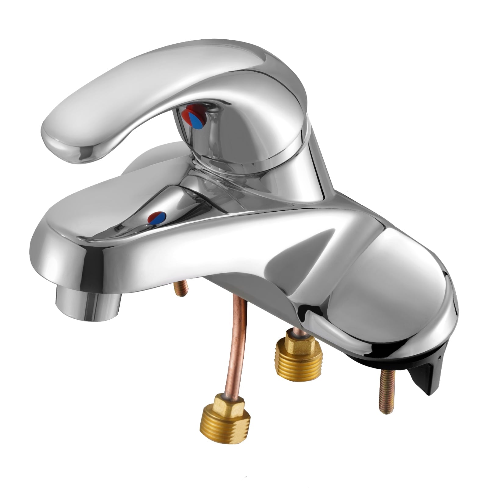 KFFKFF Single Handle Sink Faucet, Chrome-Finished Silver Bathroom Faucet, Kitchen Tap with Overflow for 1 or 3 Hole Installation, Ideal for Bathroom, RV, Bar Sink, or Public Restroom