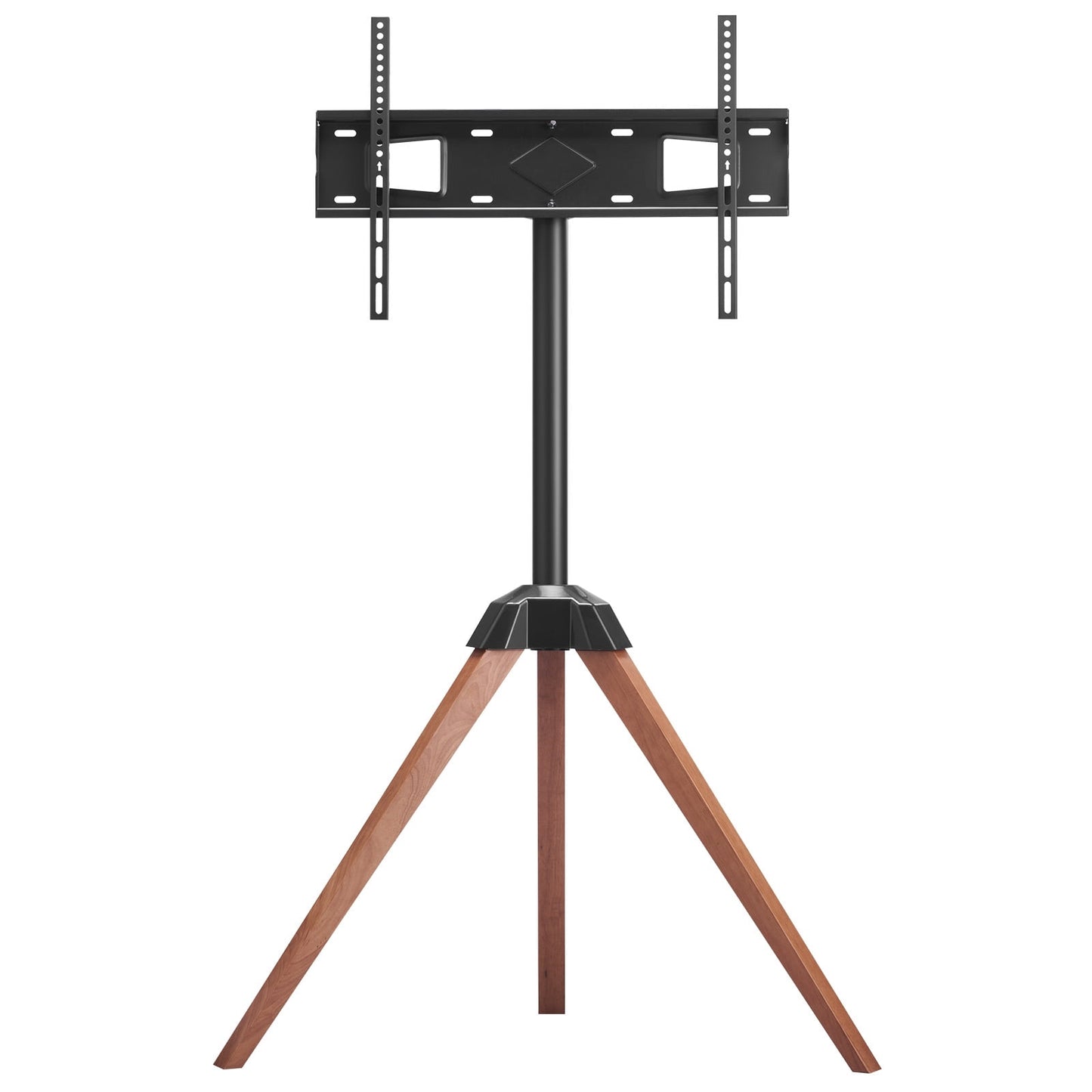 KFFKFF TV Stand with Tripod Easel, Tabletop TV Base for 40-65 inch Flat or Curved Screens, Weighing Up to 99 lbs, 18Â° Swivel Portable Design with Oak Wood Legs, Ideal for Bedroom