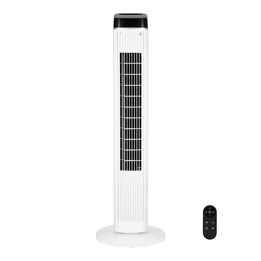 KFFKFF Tower Fan with 22 ft/s Airflow, Quiet Operation, 70Â° Oscillation, 3 Speeds, 4 Modes, 12-Hour Timer, Portable Bladeless Design with Remote Control for Indoor Use in Bedrooms, Offices, and Homes