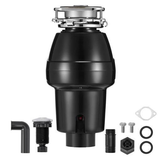 KFFKFF Garbage Disposal, 1/2 HP 3450RPM Constant Operation Food Refuse Device, 3-Bolt Attachment Food Scraps Pulverizing System with Noise Diminishing, Electric Cable & Splash Protector