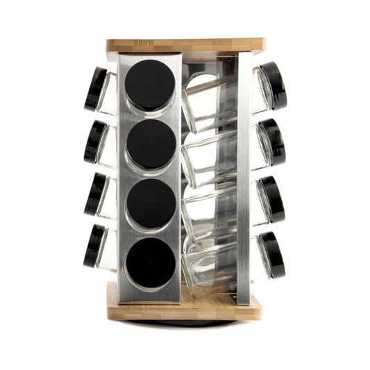 Kamenstein 16-Jar Warner Bamboo & Stainless Steel Spice Rack, Unfilled
