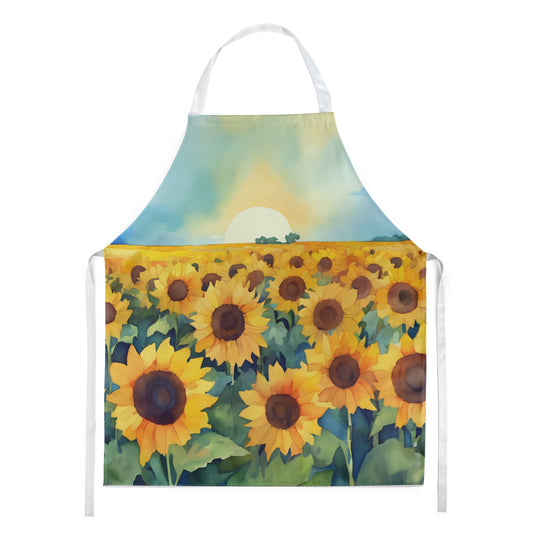 Kansas Sunflowers in Watercolor Apron 27 in x 30 in