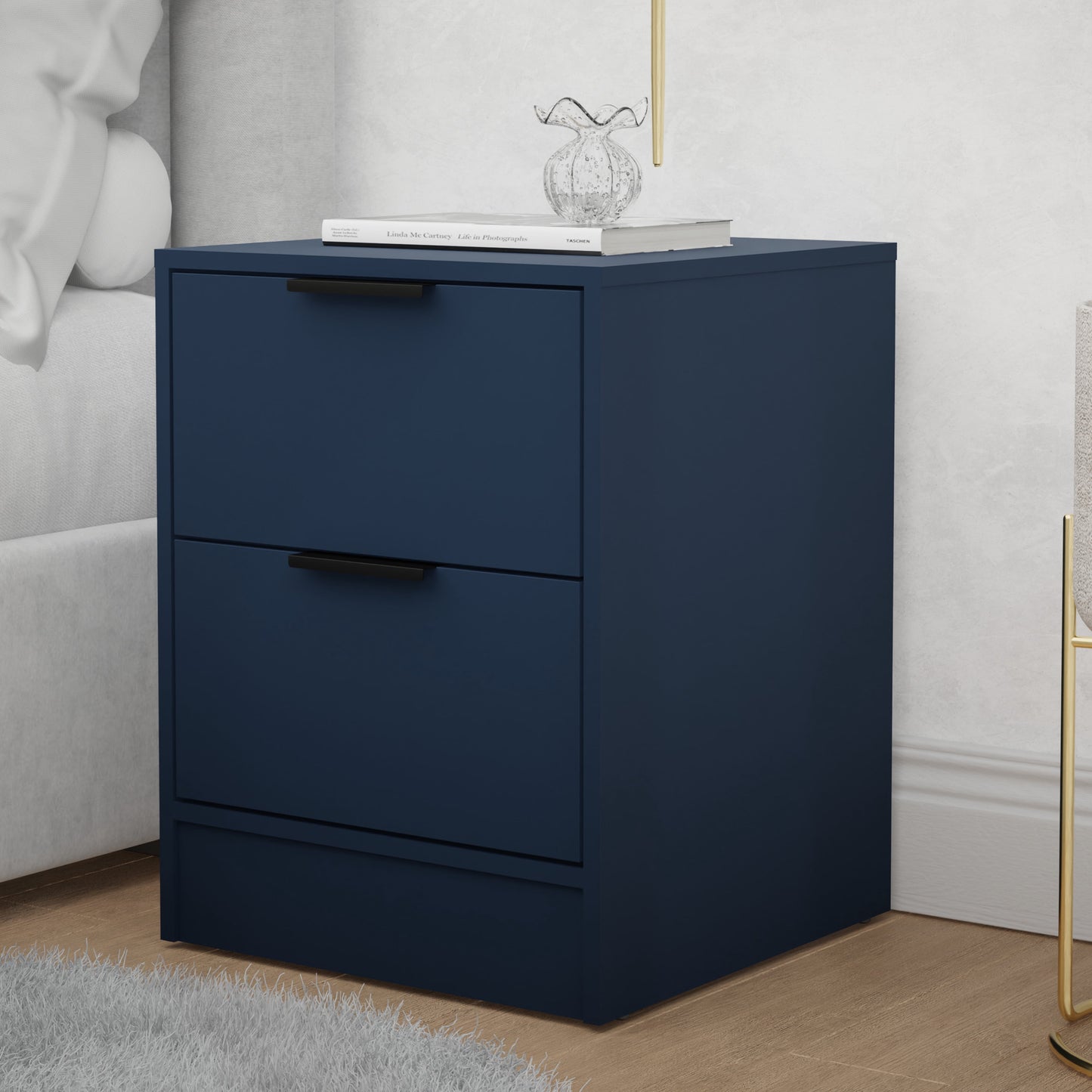 Kappesberg Fresno 2-Drawer Modern Nightstand, White, 22.8â€ H x 17.7â€ W x 17.7â€ D - for Adults and Teens