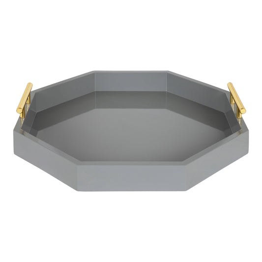 Kate and Laurel Lipton Decorative Modern Octagon Tray, 18 x 18, Pink and Gold, Chic Serving Tray for Storage, Organization, and Display