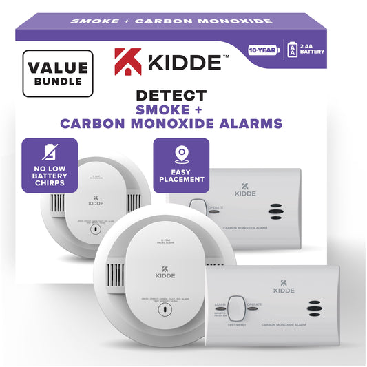 Kidde Detector de Humo con BaterÃ­a de 10 AÃ±os y Detector de MonÃ³xido de Carbono con BaterÃ­a AA Paquete EconÃ³mico