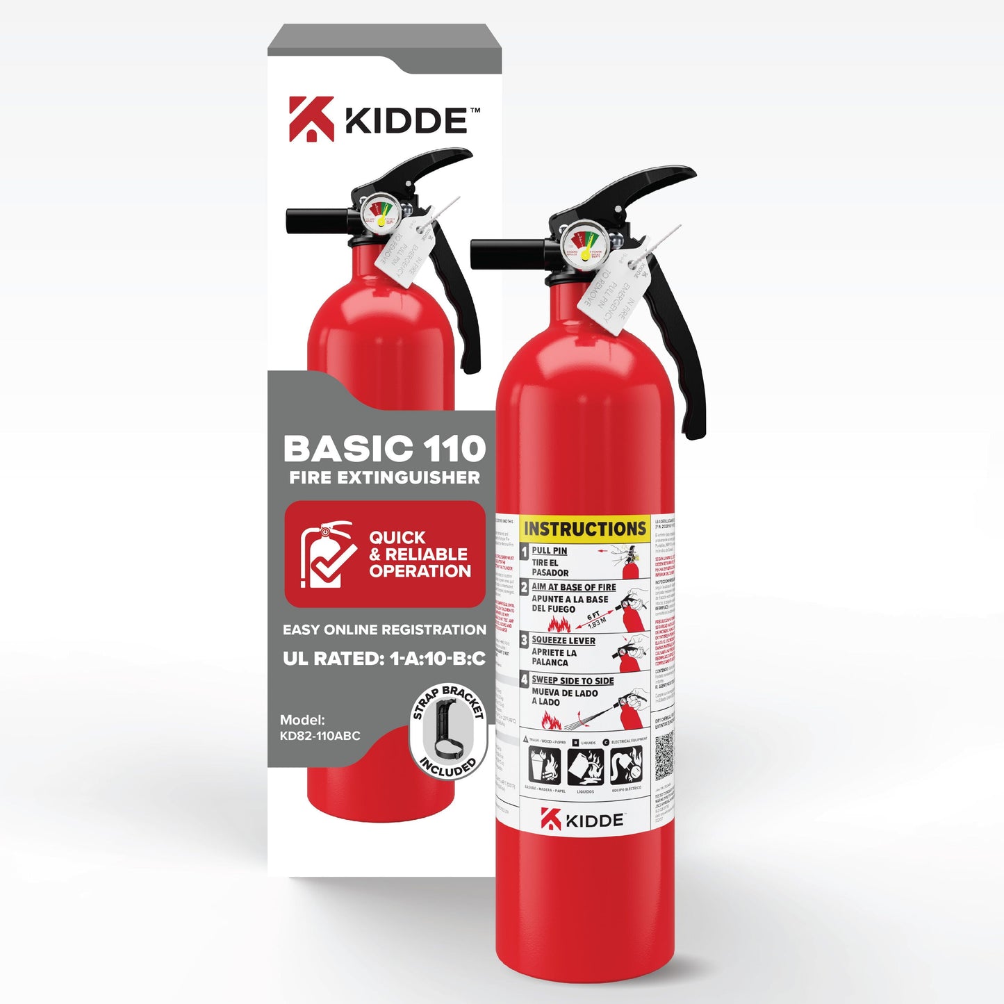 Kidde Extintor BÃ¡sico de Incendios para el Hogar, Residencial 1A10BC