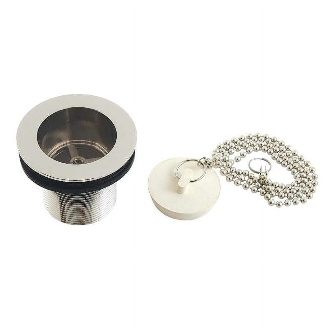 Kingston Brass DSP17PN 1.5 in. Chain & Stopper Tub Drain with 1.75 in. Body Thread, Polished Nickel