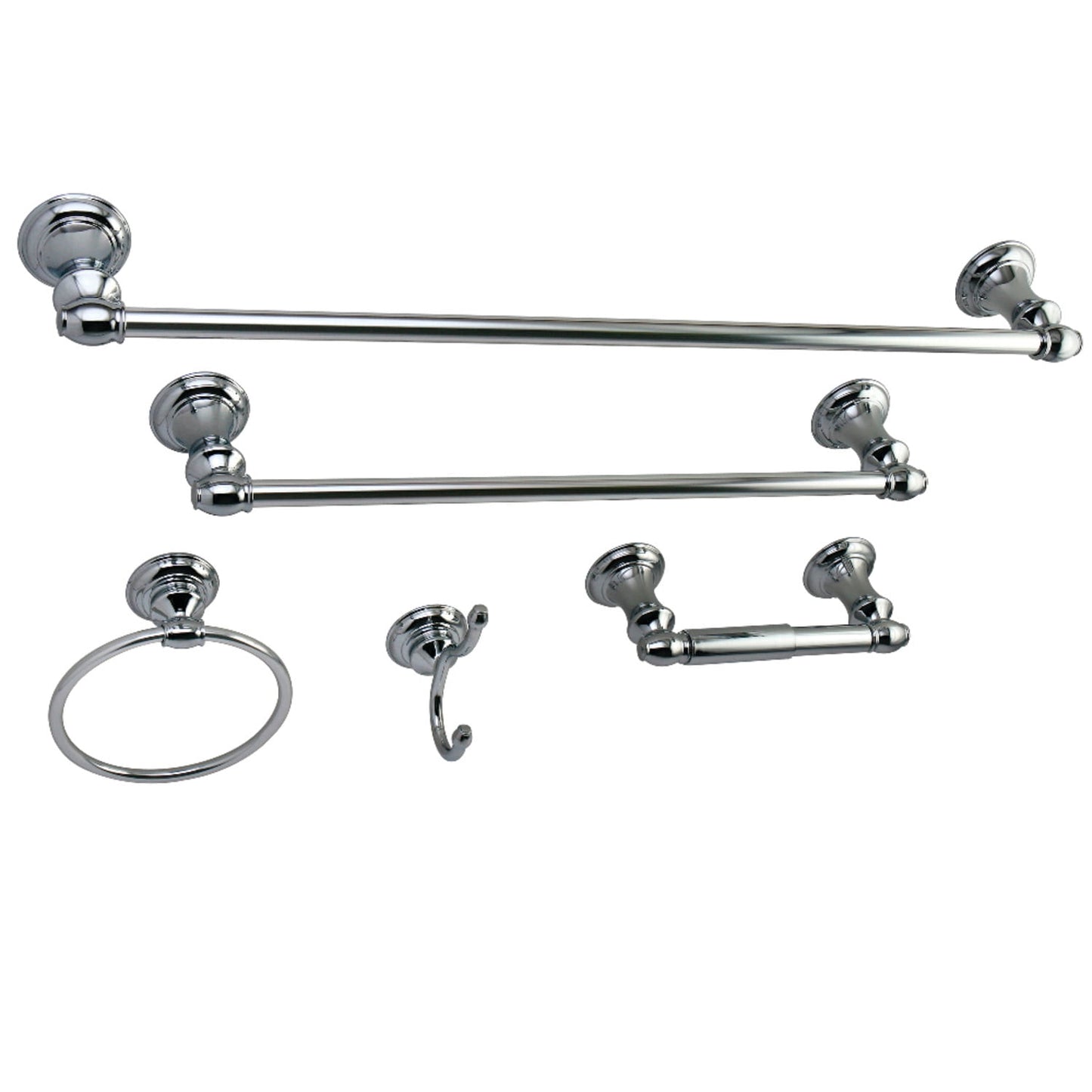 Kingston Brass Provence 5-Piece Towel Bar Set, Polished Chrome