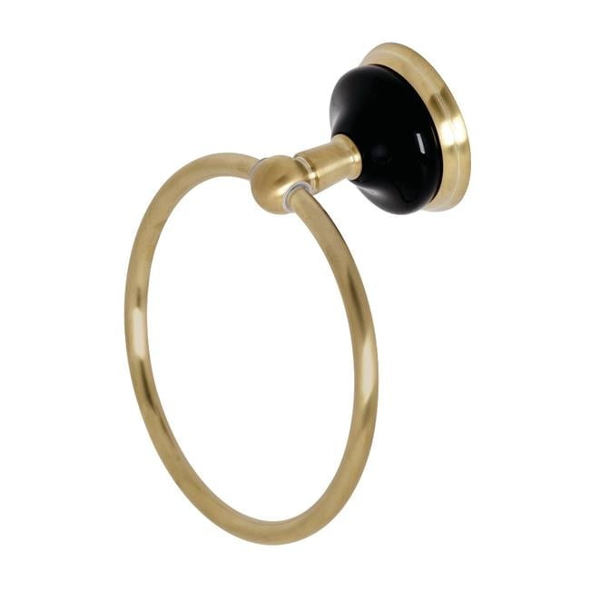 Kingston Brass BA9114BB Water Onyx 6 in. Towel Ring, Brushed Brass