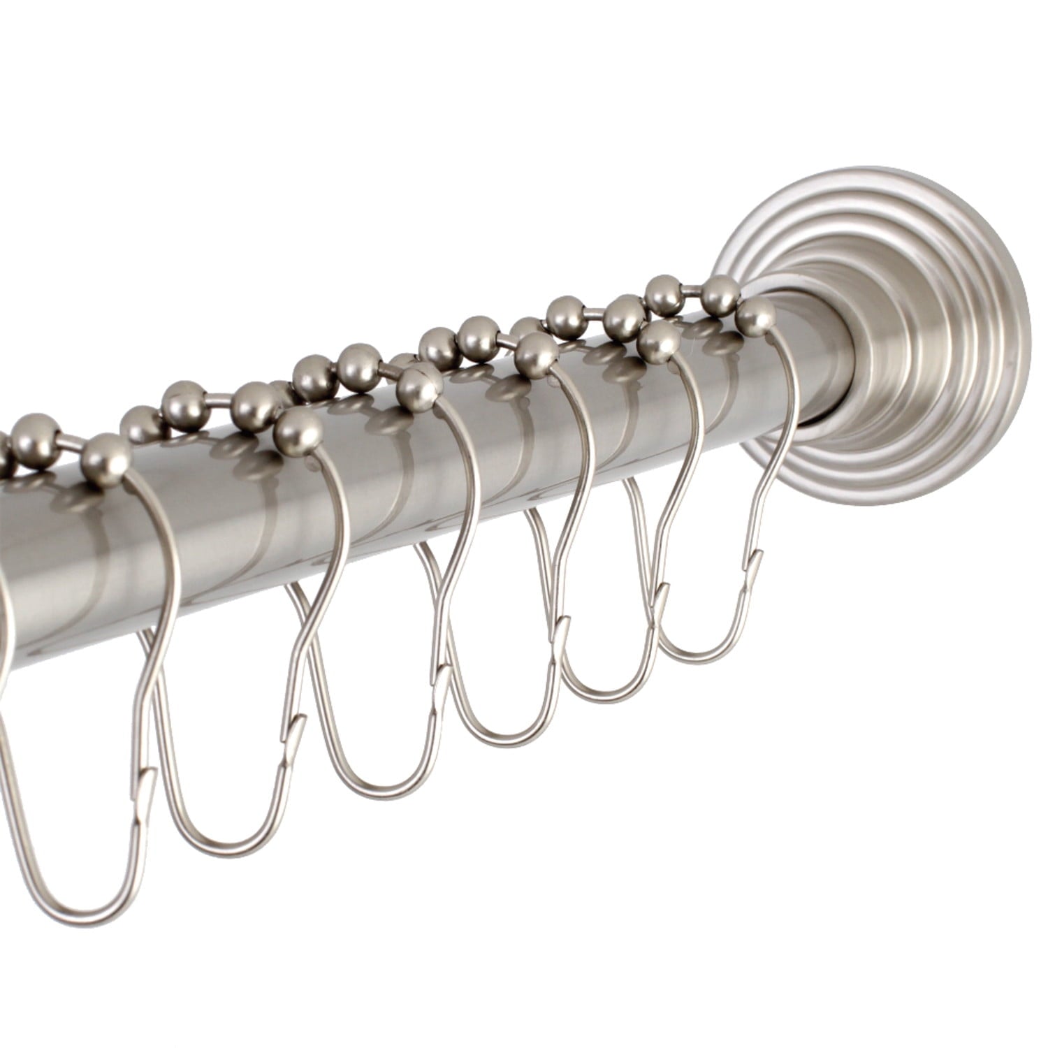 Kingston Brass Adjustable Shower Rod and Ring Set, Brushed Nickel Finish